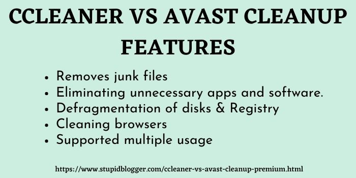 Avast Cleanup vs CCleaner features
