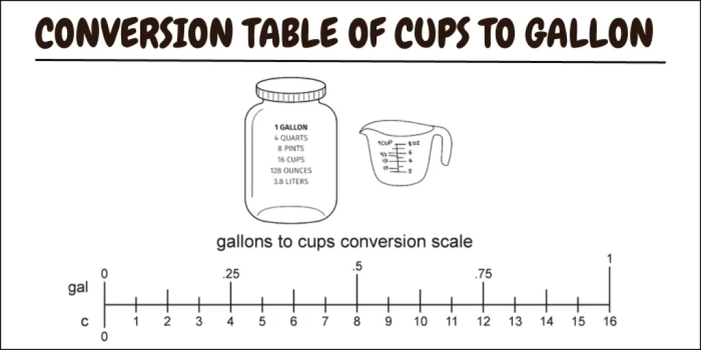 Conversion Table of Cups To Gallon